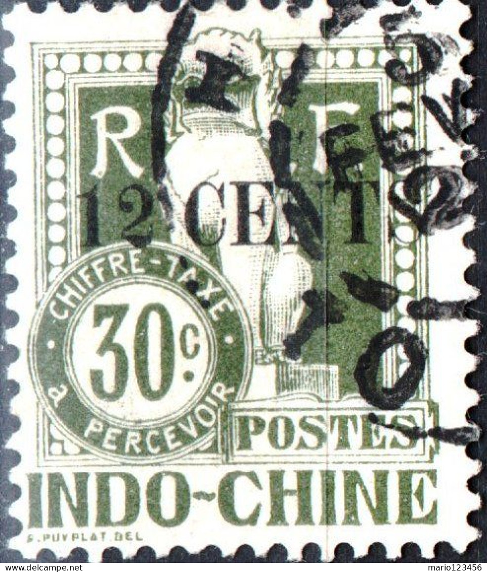 INDOCINA, INDOCHINA, SEGNATASSE, POSTAGE DUE, MOTIVI LOCALI, 1919, USATI Yt:FR-IC T24, Mi:FR-IC P24, Scott:FR-IC J24 - Usati