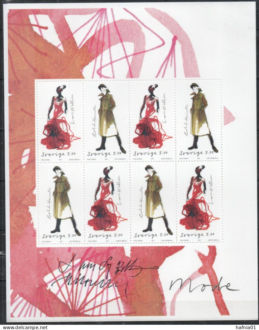 Martin Mörck. Sweden 2007. Swedish Fashion. Souvenir Sheet. Michel 2601, 2607. MNH. Signed. - Blocks & Sheetlets