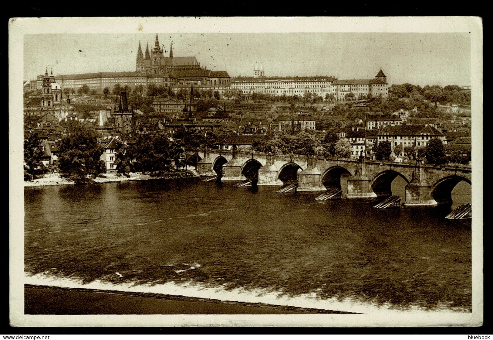 Ref 1644 - 1936 Prag Praha Postcard Pont Charles  - Kr 1.50 Rate To Scotland - Czechoslovakia Czech Rep. - Storia Postale