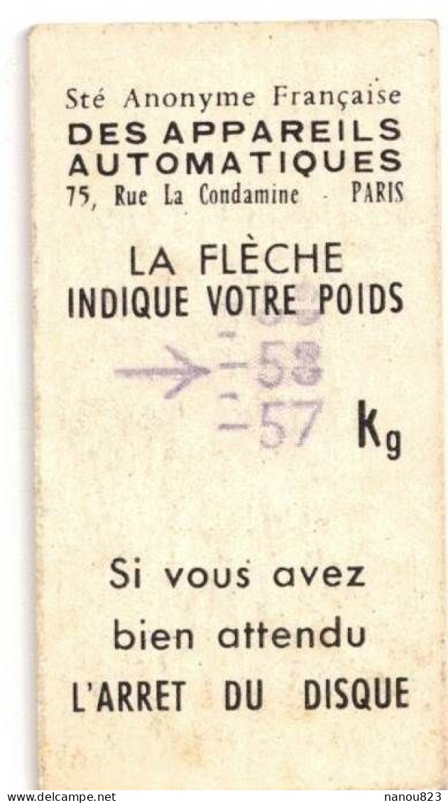 TICKET PUBLICITE DE PESAGE APPAREILS AUTOMATIQUES MUSEE AUTOMOBILE LE MANS LOURDES TRANSPORTS VOITURE CORRE LA LICORNE - Auto's