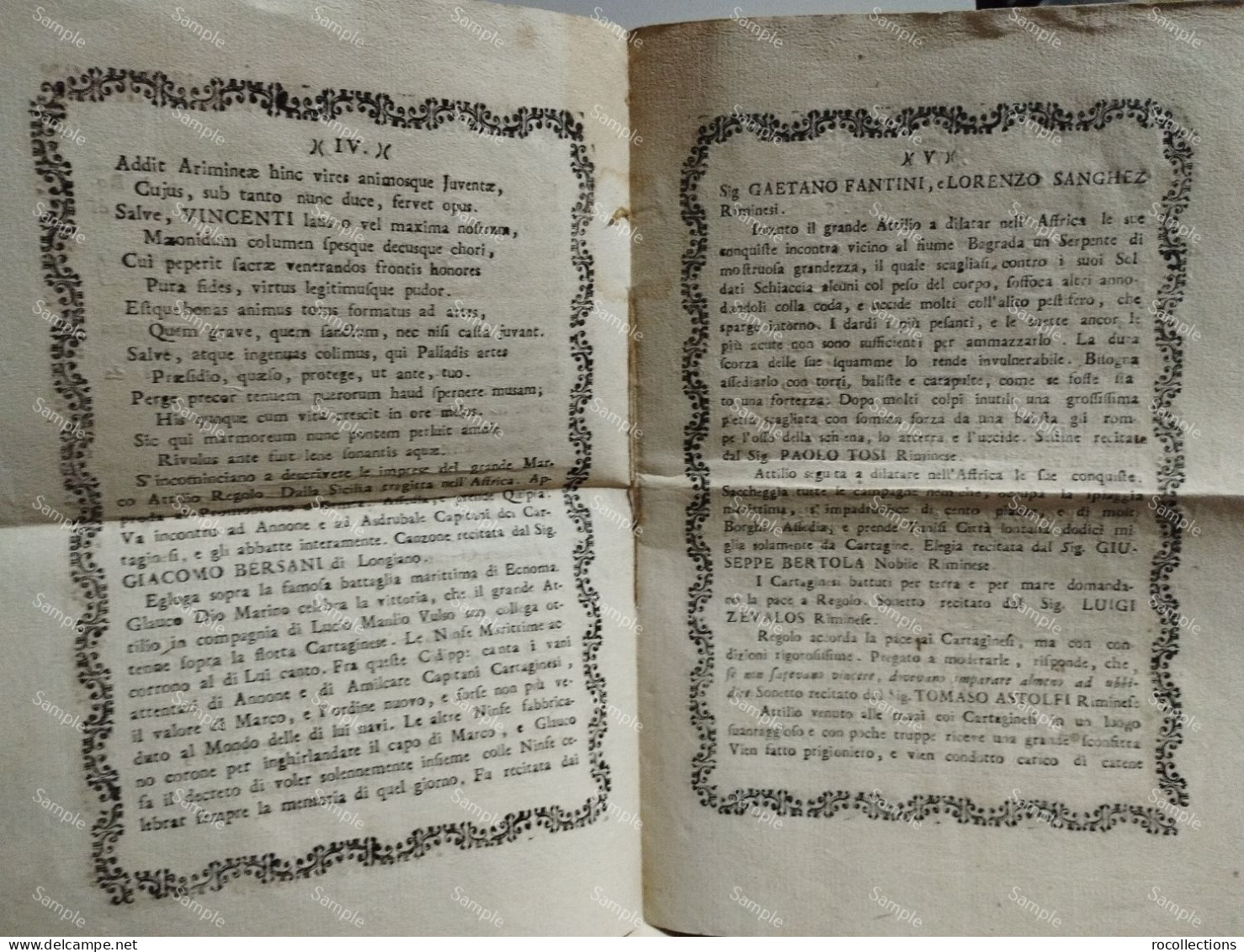 RIMINI 1792 Ordine Dell'Accademia. Seminario Intorno Alla Prima Guerra Cartaginese Marco Atillio Regolo - Otros & Sin Clasificación