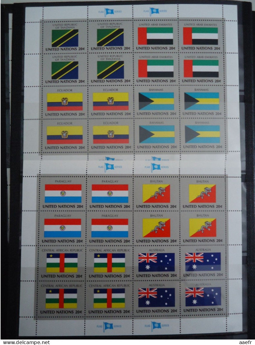 Nations Unies 1980/89 - Drapeaux des états membres - Série complète de 40 feuilles MNH/NSG