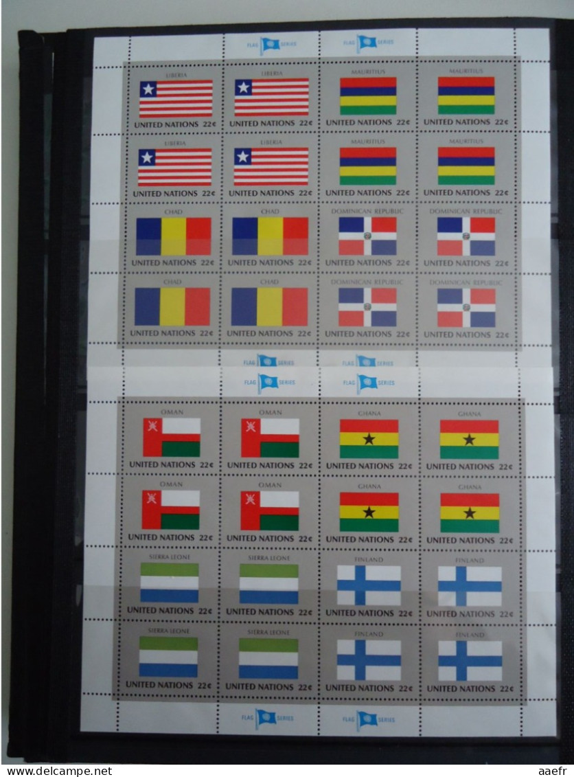 Nations Unies 1980/89 - Drapeaux des états membres - Série complète de 40 feuilles MNH/NSG