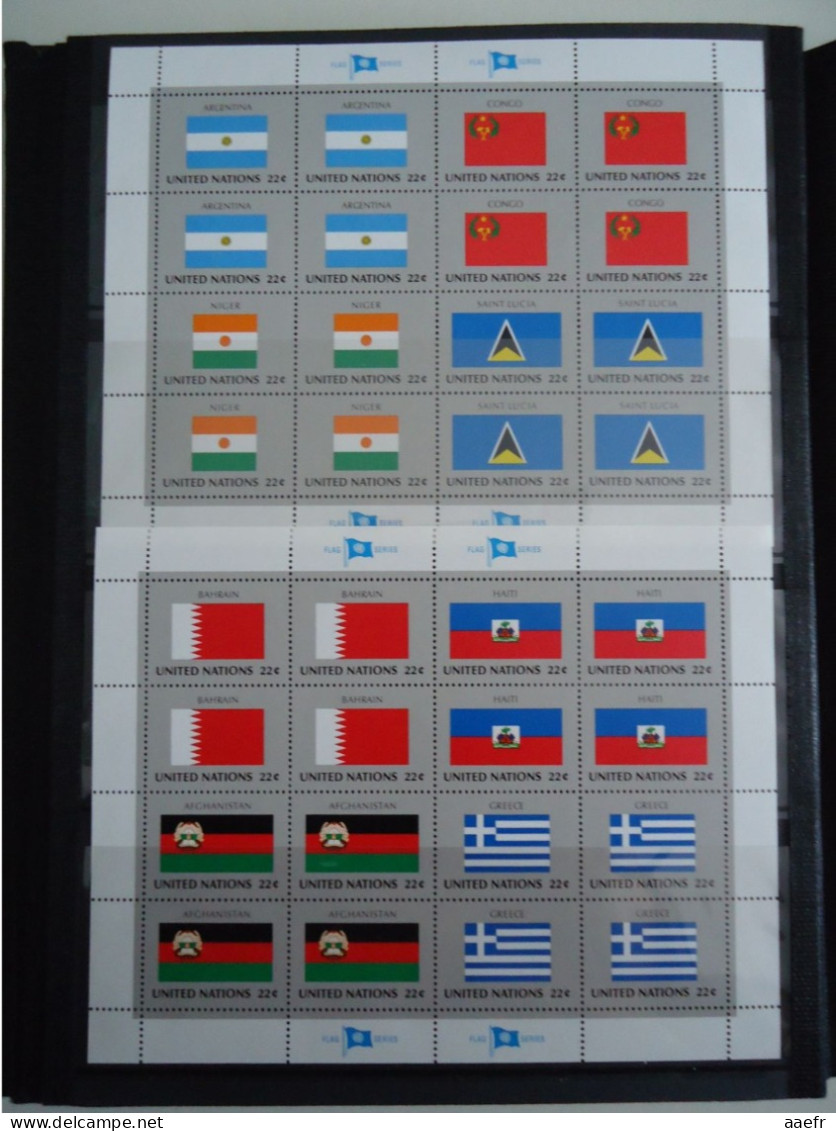 Nations Unies 1980/89 - Drapeaux des états membres - Série complète de 40 feuilles MNH/NSG