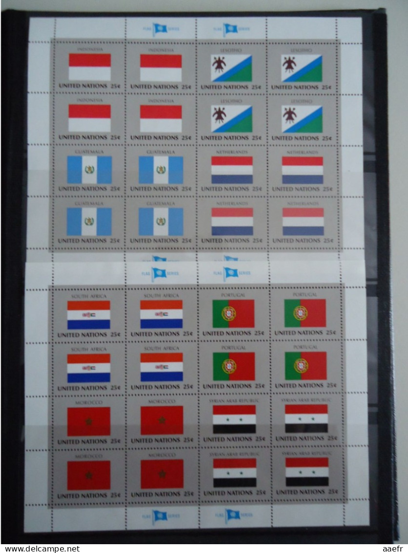 Nations Unies 1980/89 - Drapeaux des états membres - Série complète de 40 feuilles MNH/NSG