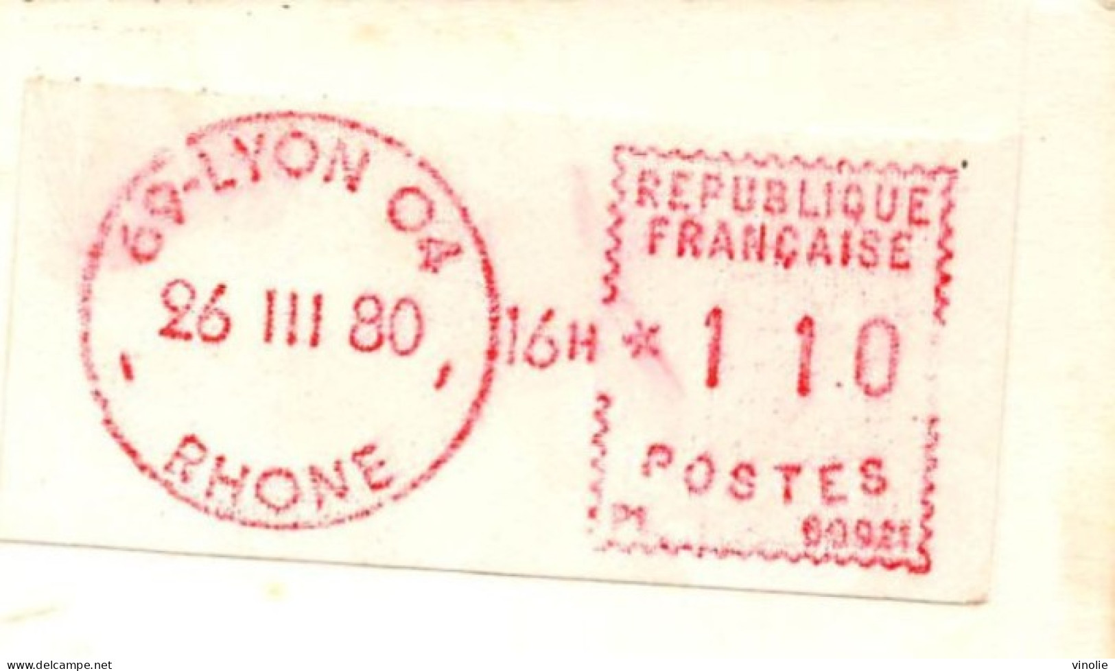 MO-24-391 :  VIGNETTE ROUGE. 69 LYON 04. RHONE. 26 MARS 80 - Mechanical Postmarks (Other)