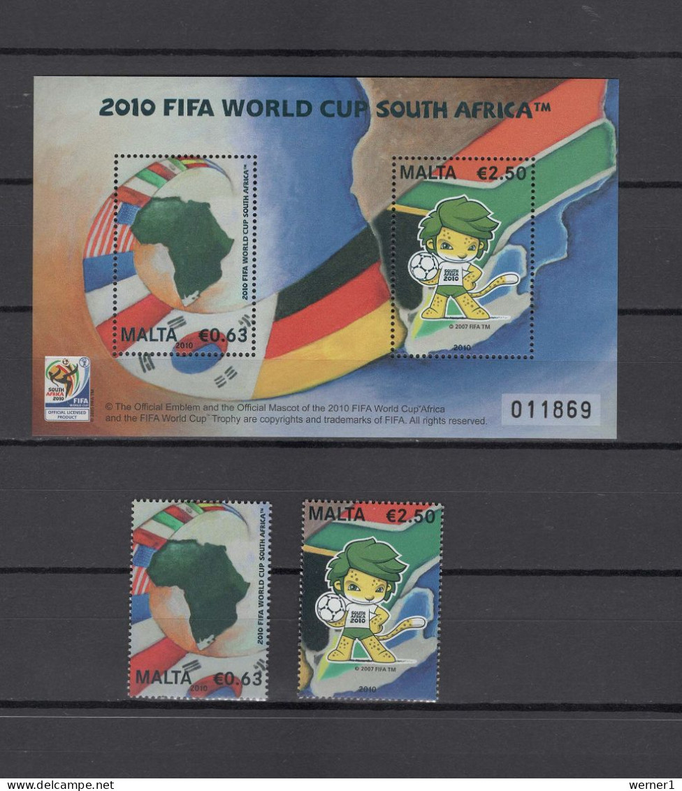 Malta 2010 Football Soccer World Cup Set Of 2 + S/s MNH - 2010 – Südafrika