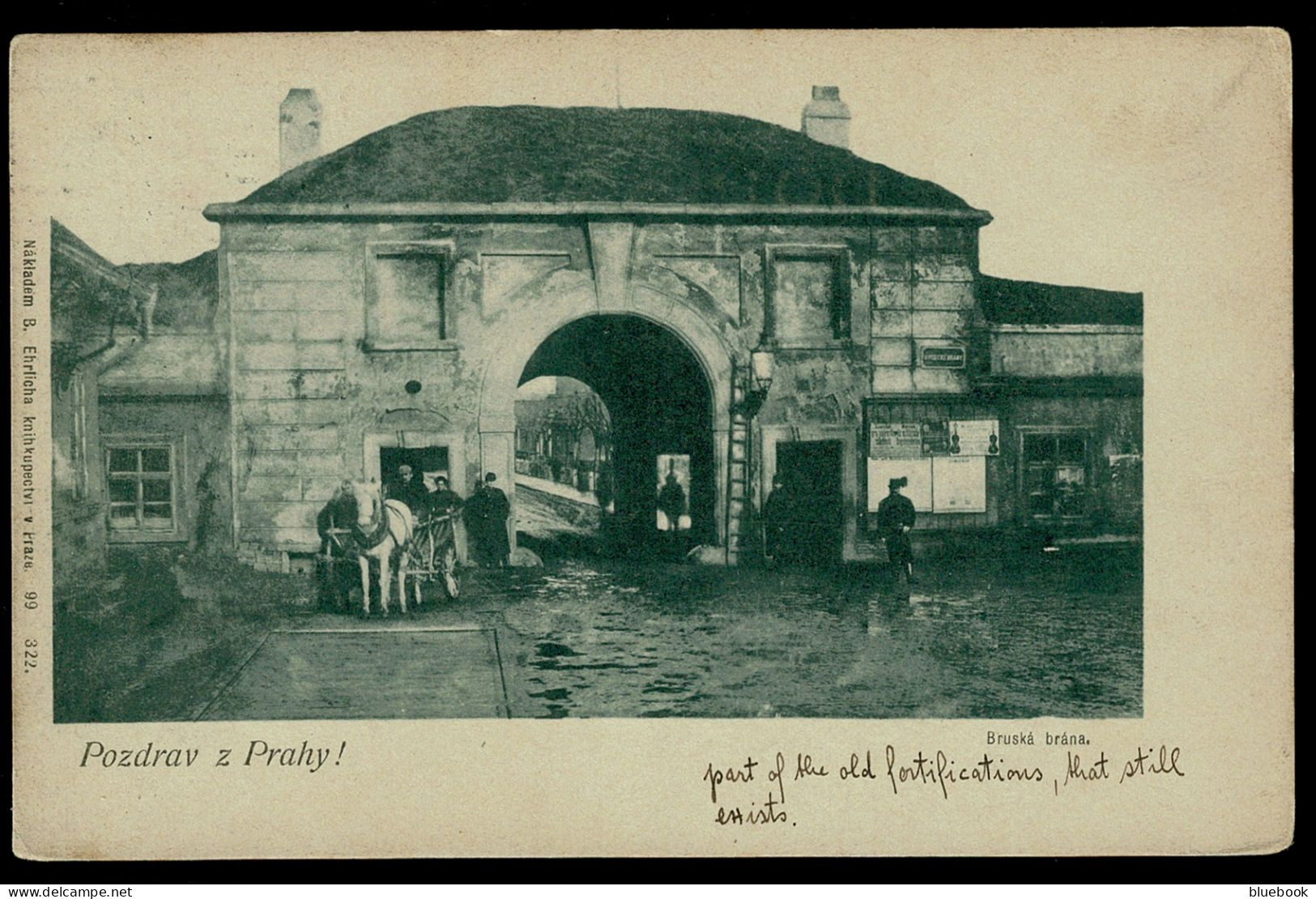 Ref 1644 - 1937 Prag Praha Postcard Early Fortifications - Kr 1.50 Rate To UK - Czechoslovakia Czech Republic - Covers & Documents