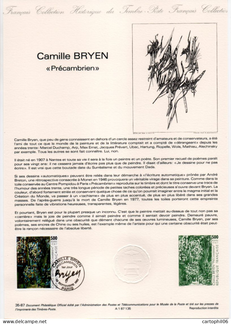 - Document Premier Jour CAMILLE BRYEN : Précambrien - PARIS 12.9.1987 - - Autres & Non Classés