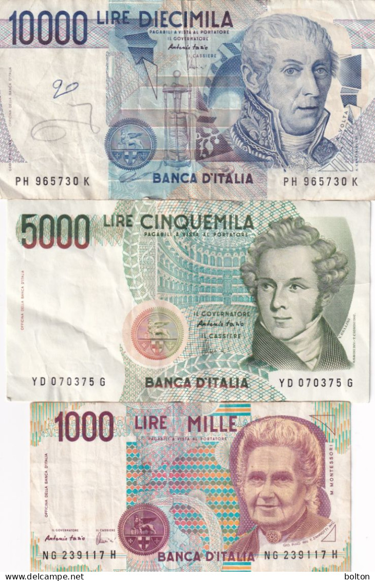 Banconote Da 1000,5000 E 10000 Lire In Ottime Condizioni - Autres & Non Classés