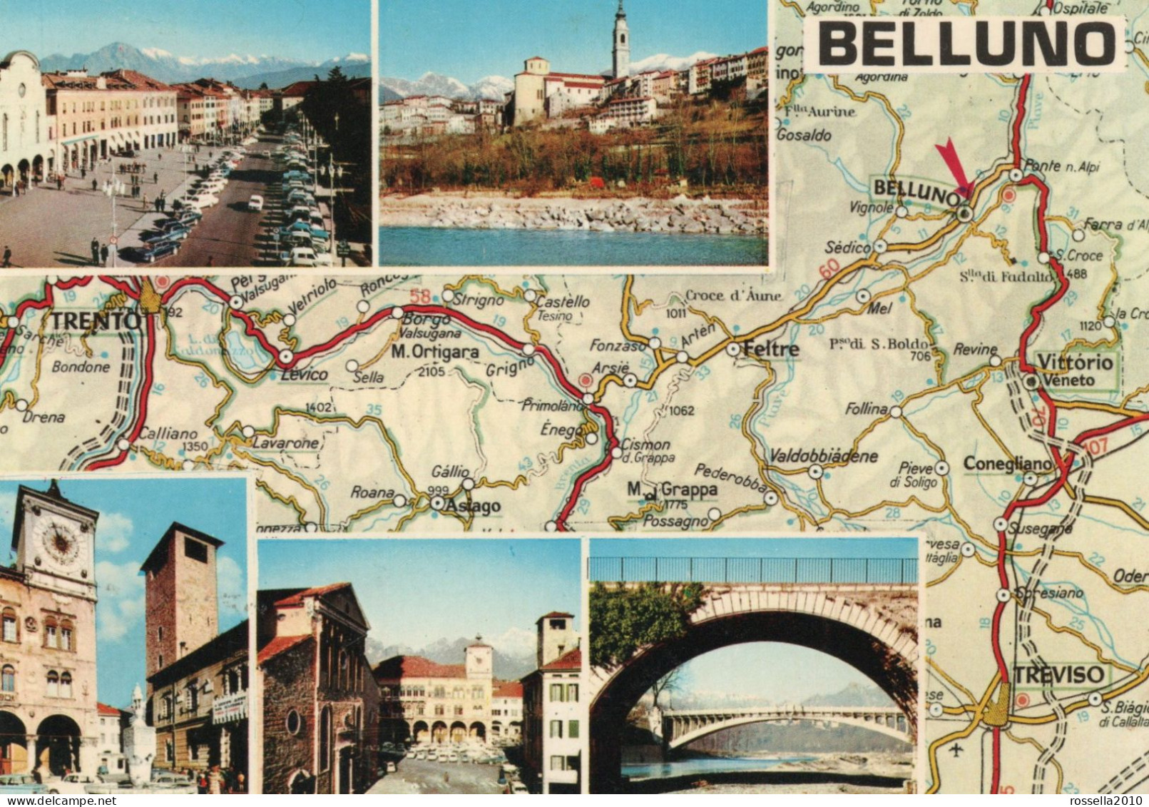 CARTOLINA  ITALIA BELLUNO SALUTI VEDUTINE Italy Postcard ITALIEN Ansichtskarten - Souvenir De...