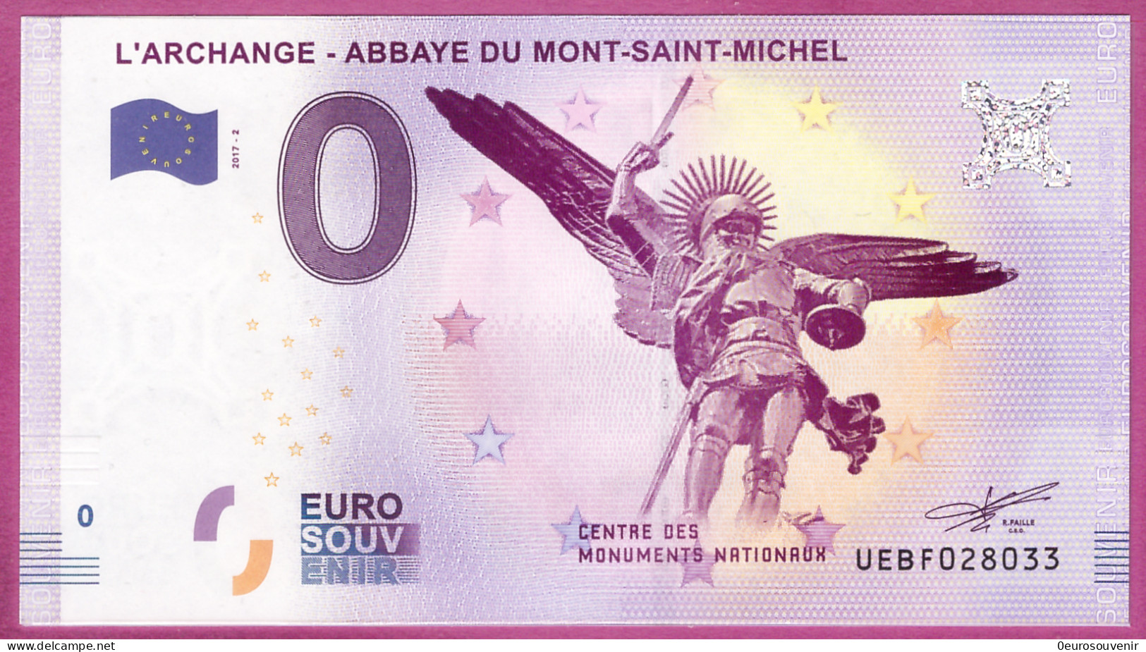 0-Euro UEBF 2017-2 L'ARCHANGE - ABBAYE DU MONT-SAINT-MICHEL S-11 XOX - Private Proofs / Unofficial