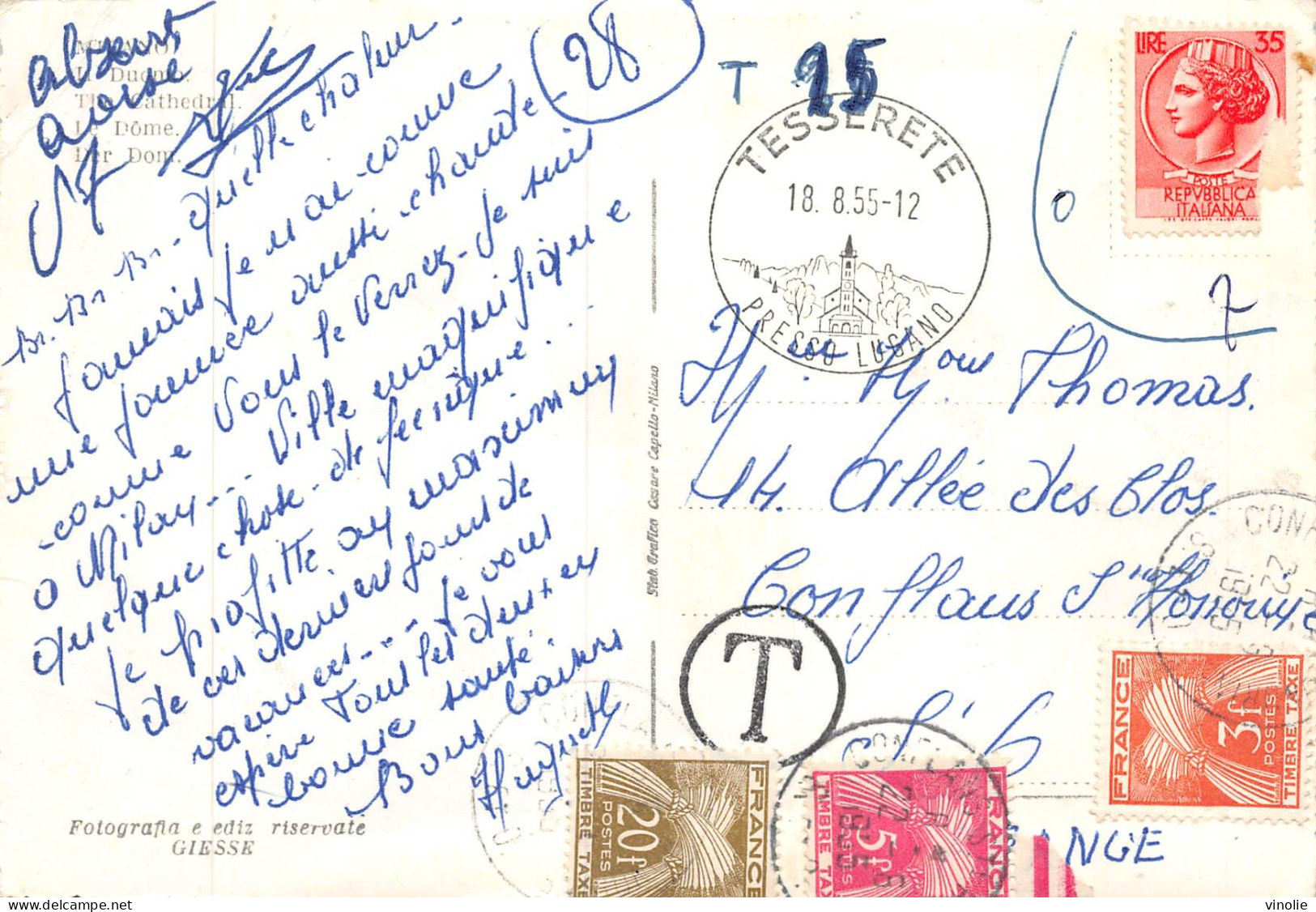 MO-24-392 :  CARTE POSTALE TAXEE AVEC TROIS TIMBRES DIFFERENTS - 1960-.... Briefe & Dokumente