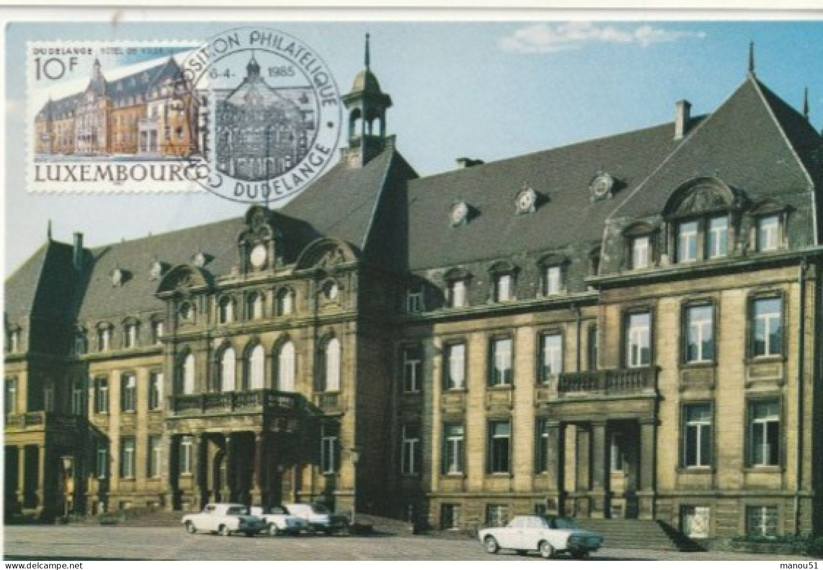 LUXEMBOURG - 2 Cartes Maximum : DUDELANGE ( Hôtel De Ville ) Exposition Philatélique  6.04.1985 - Cartes Maximum