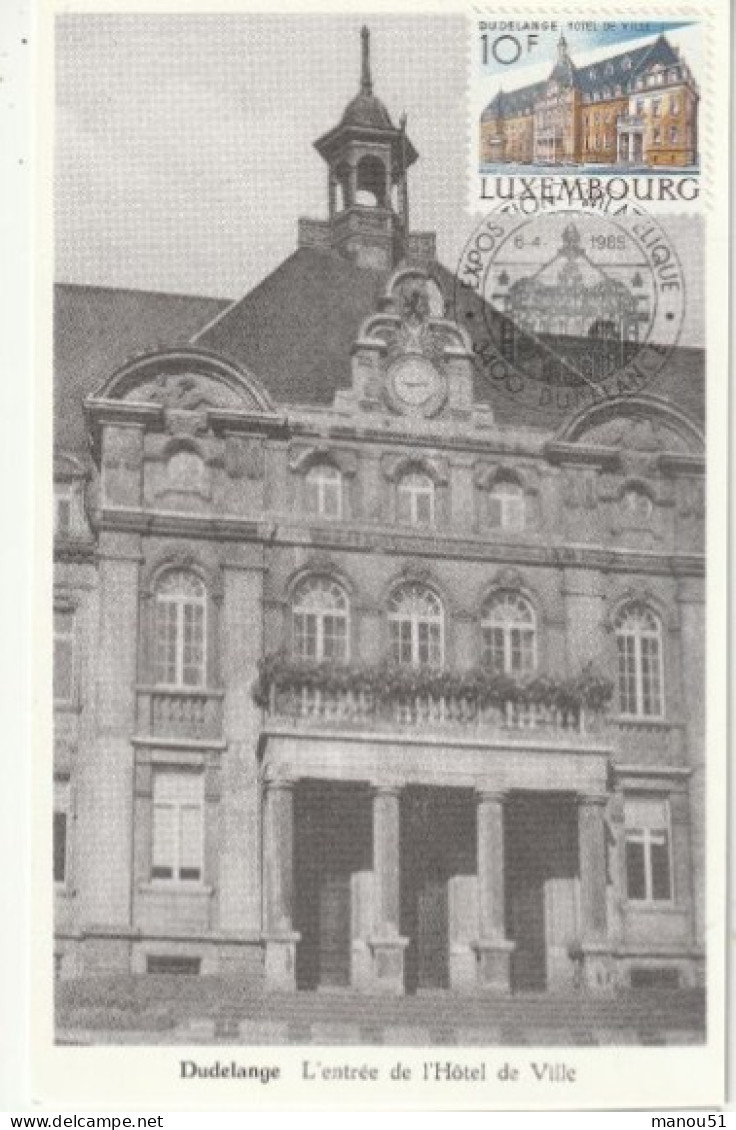 LUXEMBOURG - 2 Cartes Maximum : DUDELANGE ( Hôtel De Ville ) Exposition Philatélique  6.04.1985 - Cartoline Maximum