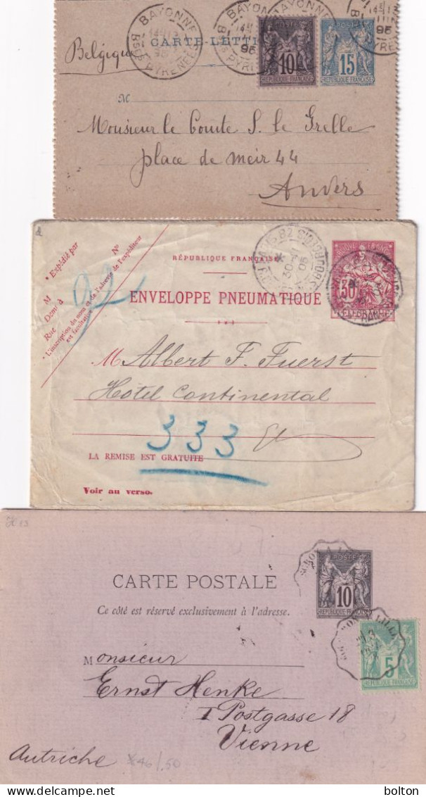 Francia N. 3 Interessanti Interi Postali - Brieven En Documenten