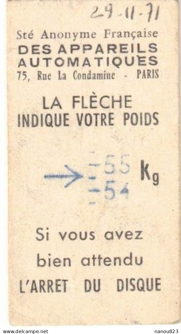 TICKET PUBLICITE DE PESAGE APPAREILS AUTOMATIQUES MUSEE AUTOMOBILE LE MANS LOURDES TRANSPORTS VOITURE TYPE HISPANO SUIZA - Cars