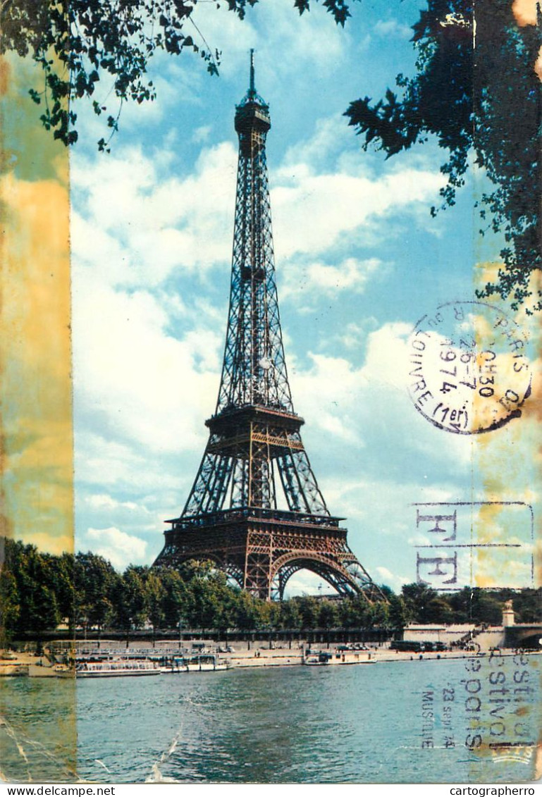 Navigation Sailing Vessels & Boats Themed Postcard Paris Tour Eiffel Pleasure Cruise - Zeilboten