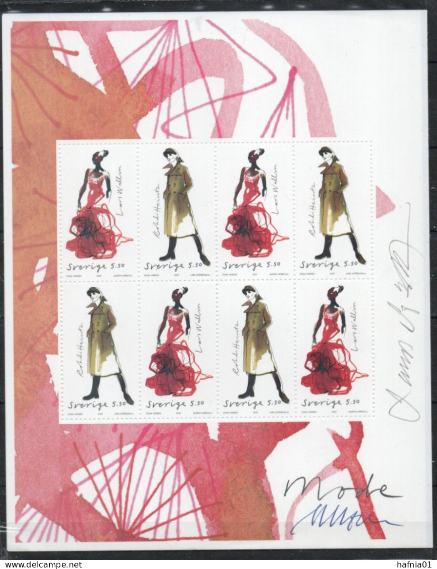 Martin Mörck.Sweden 2007. Swedish Fashion. Souvenir Sheet. Michel 2601, 2607. MNH. Signed. - Blocks & Sheetlets