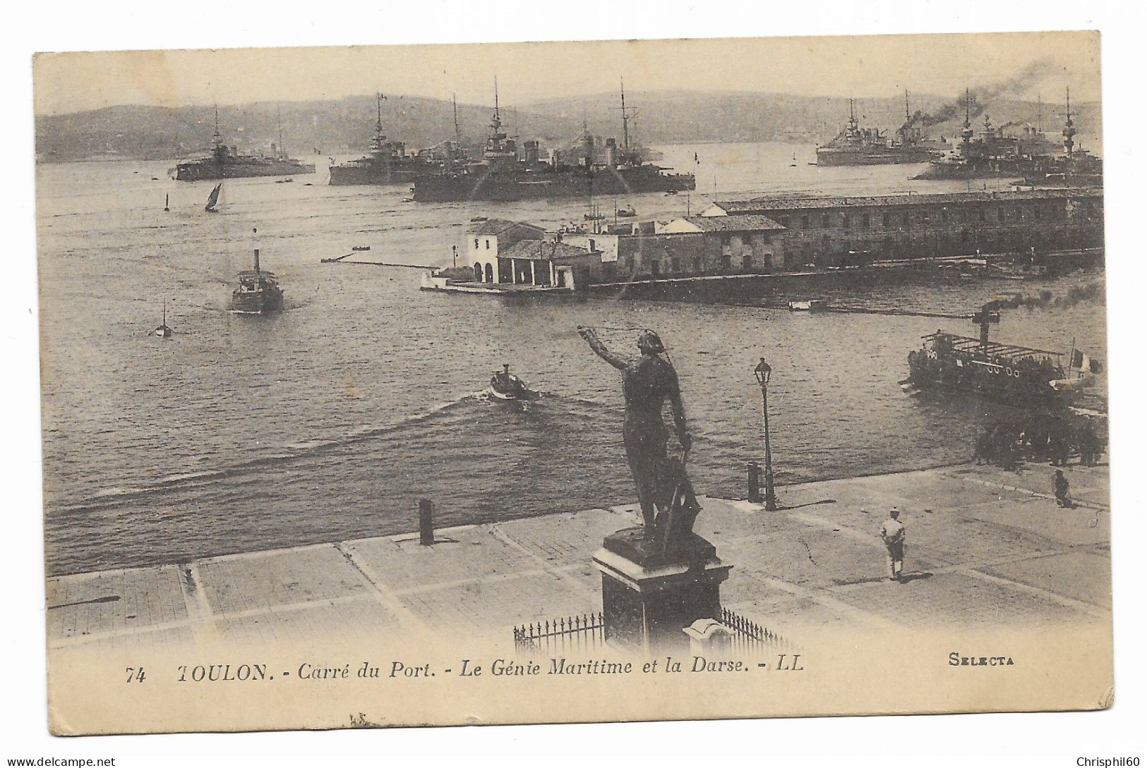 CPA Circulée En 1923 - TOULON - Carré Du Port - Le Génie Maritime Et La Darse - LL - N° 74 - - Toulon