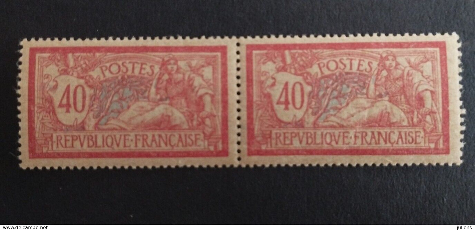 FRANCE TIMBRE TYPE MERSON 119 PAPIER GC EN PAIRE NEUF** MNH LUXE Cote +160€ #278 - Unused Stamps