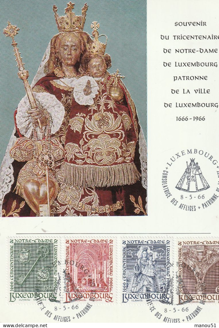 LUXEMBOURG -  Carte Maximum : Tricentenaire De Notre Dame De Luxembourg  8.05.1966 - Maximumkaarten