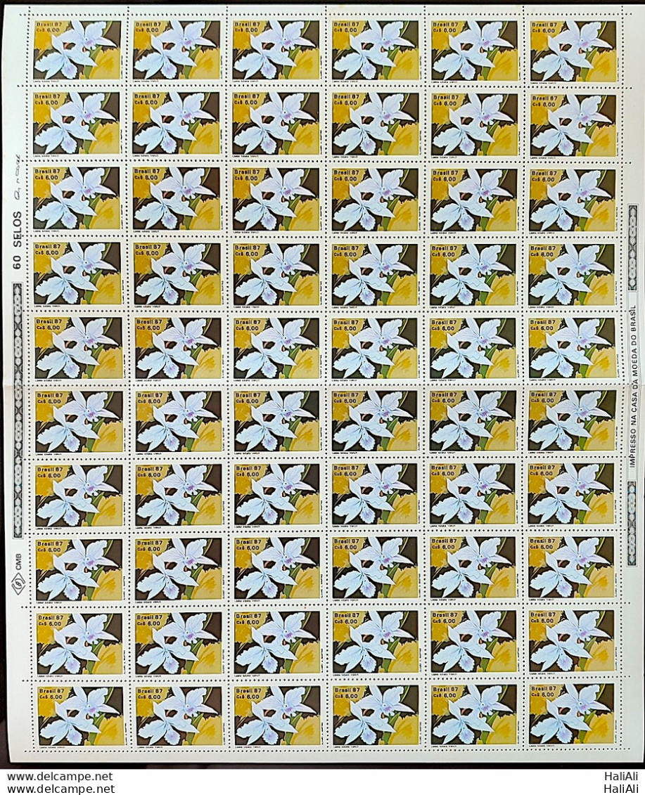 C 1573 Brazil Stamp 50 Years Brazilian Society For Orquidaphic Flora Orquidea 1987 Sheet - Neufs
