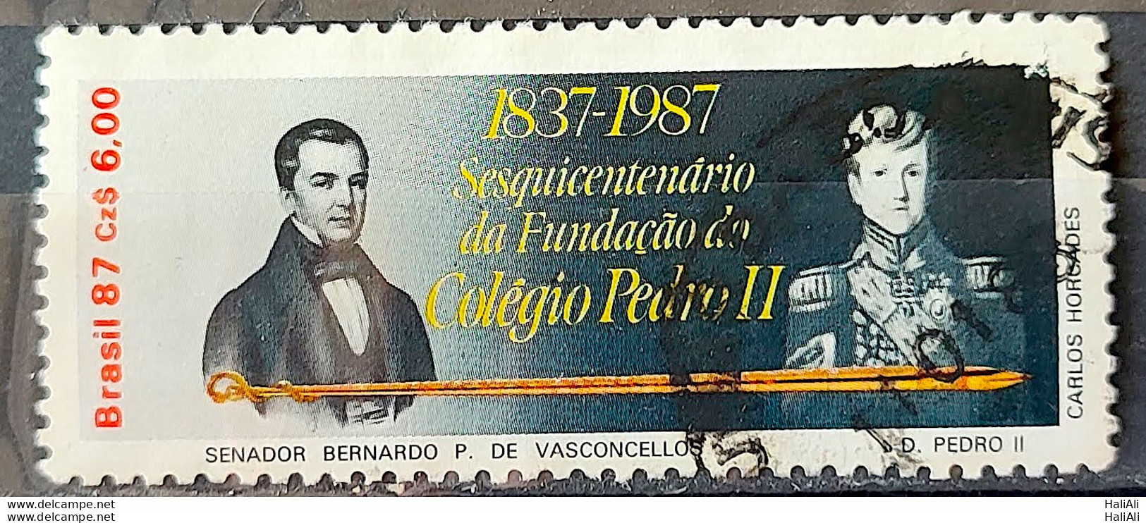 C 1571 Brazil Stamp 150 Years School Pedro II Education 1987 Circulated 2 - Usati