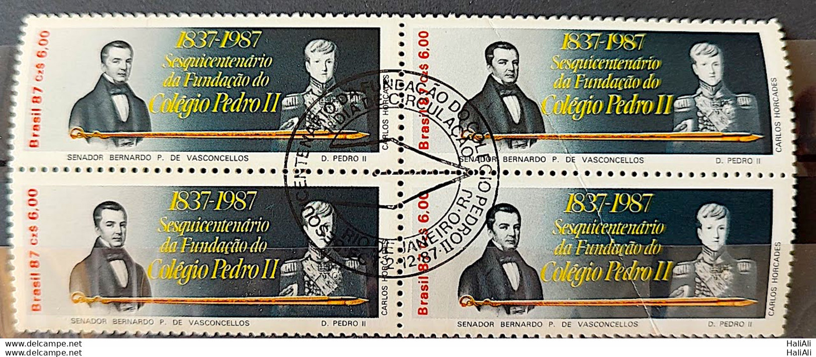 C 1571 Brazil Stamp 150 Years School Pedro II Education 1987 Block Of 4 CBC RJ - Nuovi