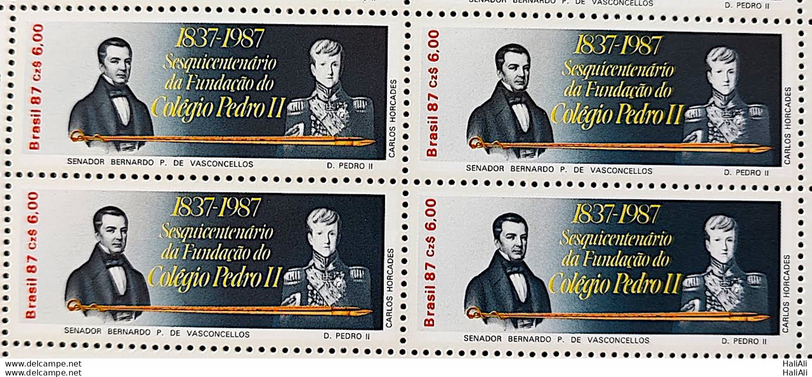 C 1571 Brazil Stamp 150 Years School Pedro II Education 1987 Block Of 4 - Nuovi