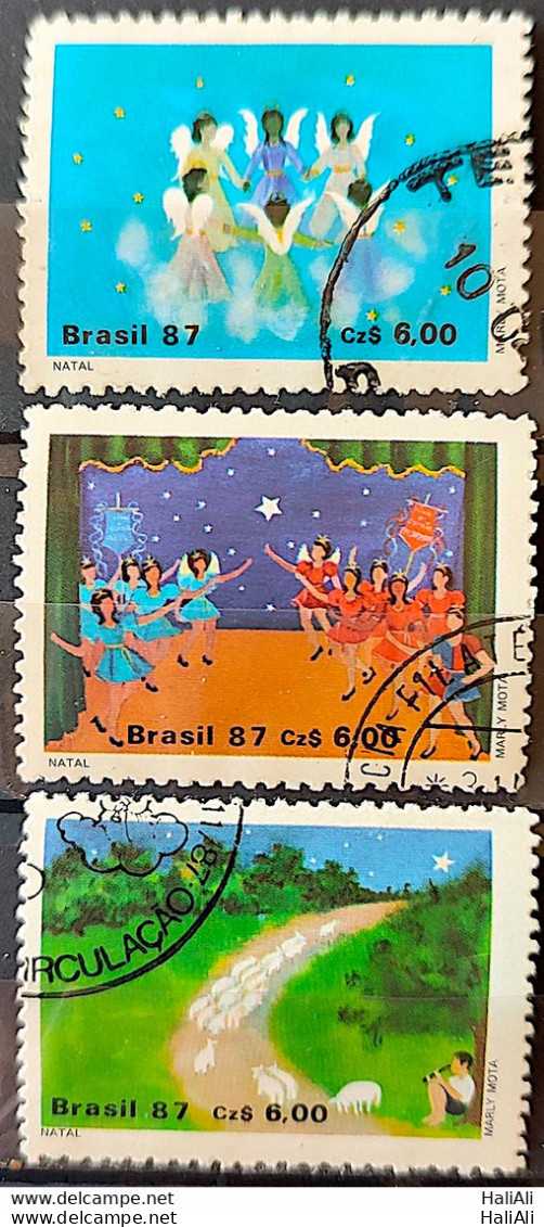 C 1568 Brazil Stamp Christmas Religion 1987 Complete Series Circulated 1 - Usados