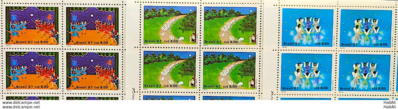 C 1568 Brazil Stamp Christmas Religion 1987 Block Of 4 Complete Series - Neufs