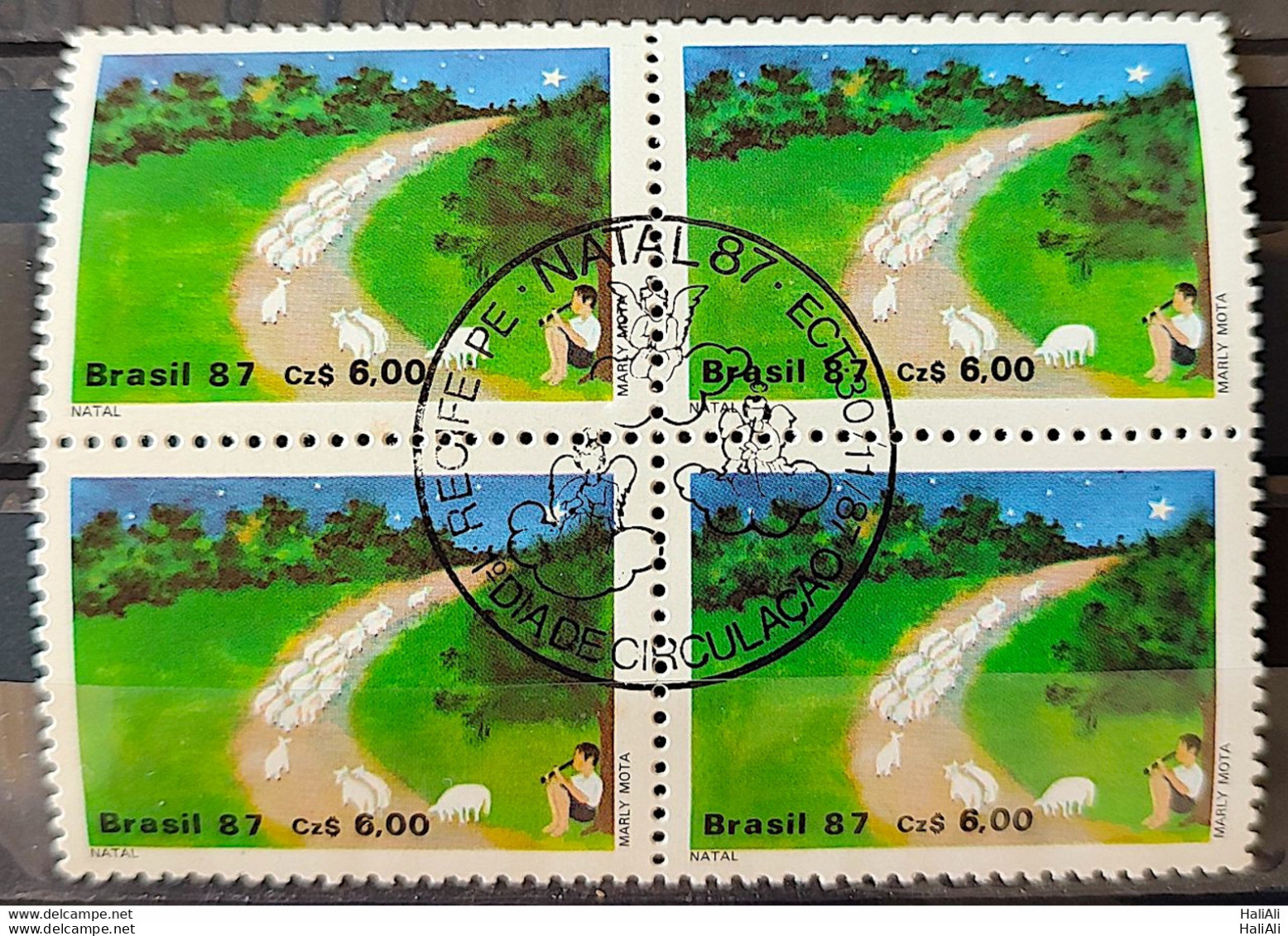 C 1570 Brazil Stamp Christmas Religion Field 1987 Block Of 4 CBC PE - Neufs