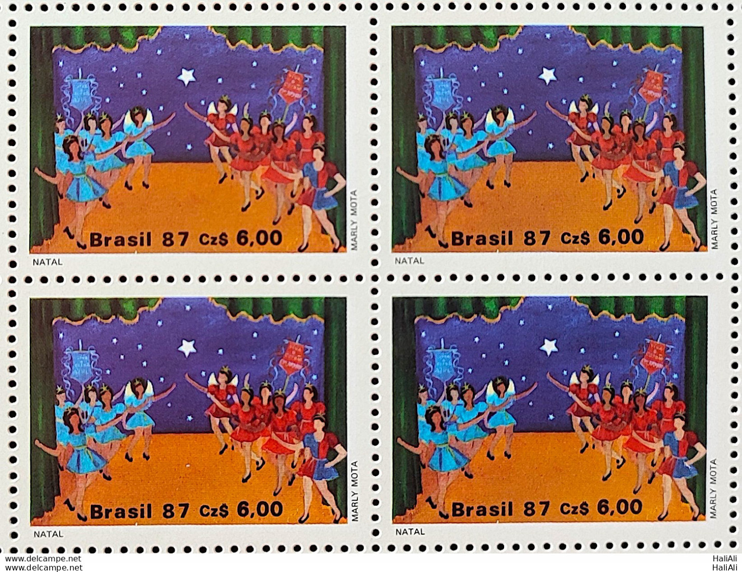 C 1569 Brazil Stamp Christmas Religious Popular Folks 1987 Block Of 4 - Neufs