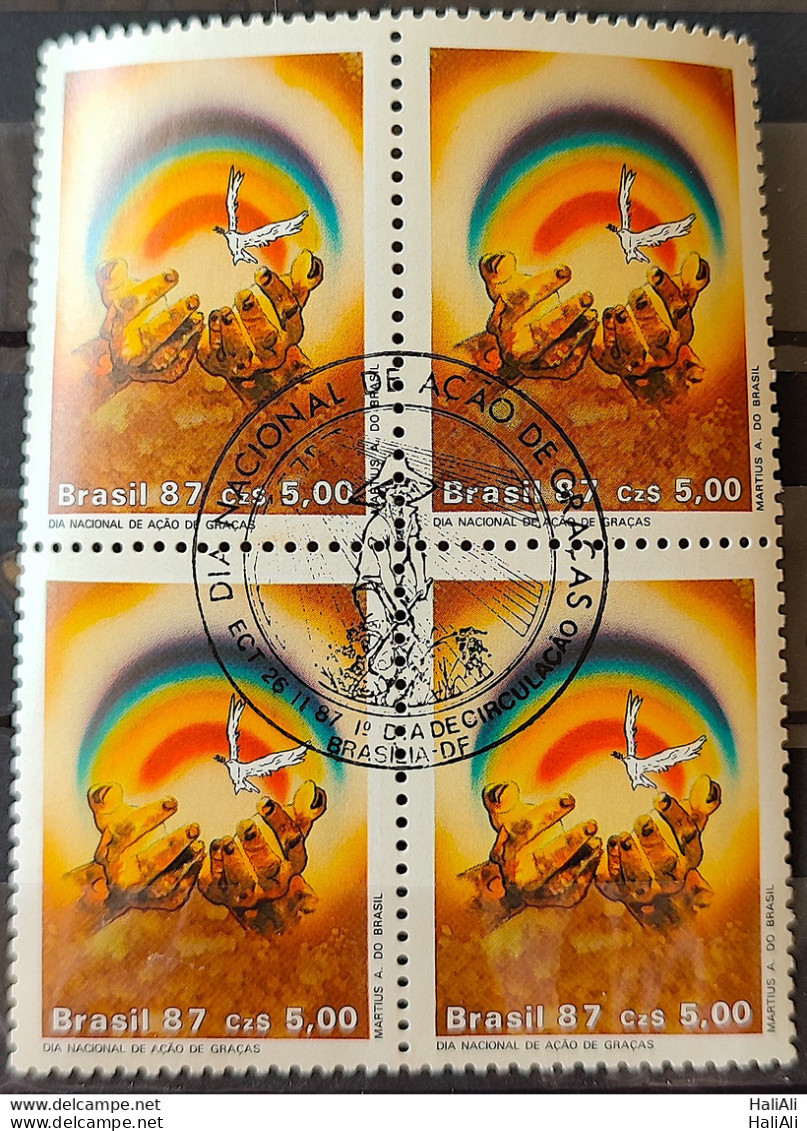 C 1567 Brazil Stamp Thanksgiving Day Religion 1987 Block Of 4 CBC Brasilia - Ungebraucht