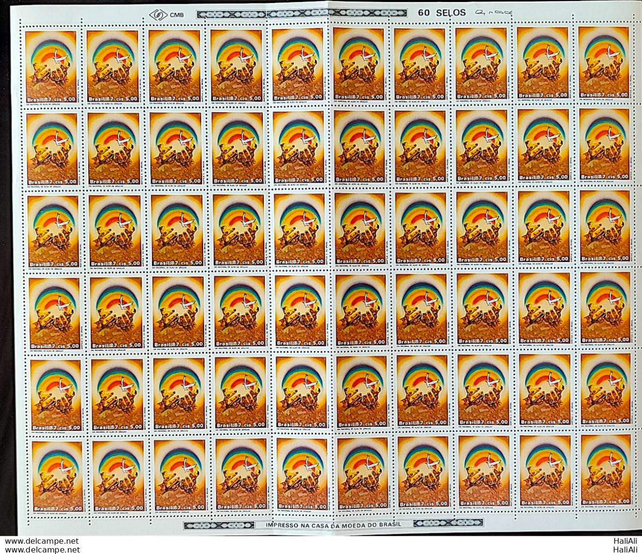 C 1567 Brazil Stamp Thanksgiving Day Religion 1987 Sheet - Nuovi