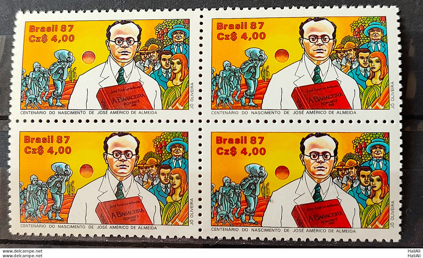 C 1564 Brazil Stamp Book Day 100 Years Jose Americo Almeida Literature 1987 Block Of 4 - Ungebraucht
