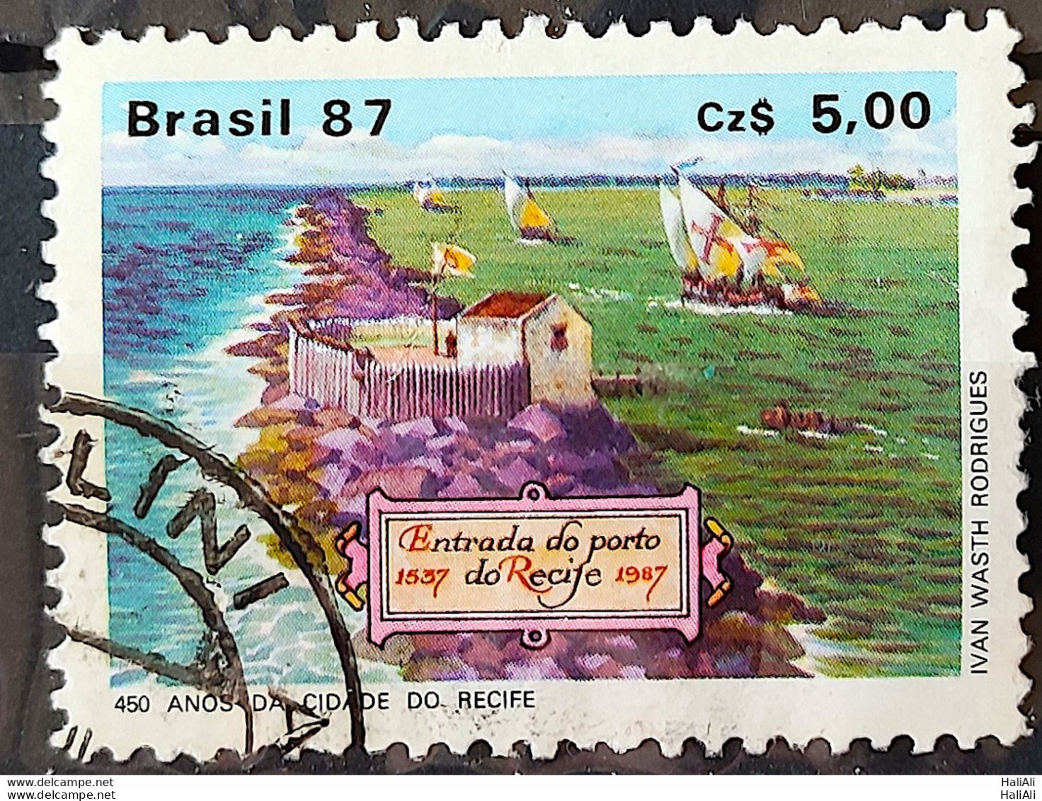 C 1565 Brazil Stamp 450 Year City Of Recife Pernambuco 1987 Circulated 2 - Usati