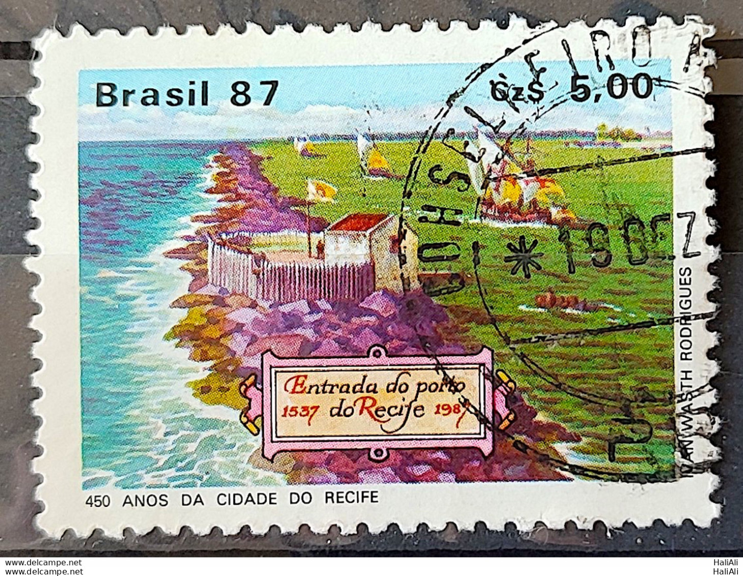 C 1565 Brazil Stamp 450 Year City Of Recife Pernambuco 1987 Circulated 1 - Usati