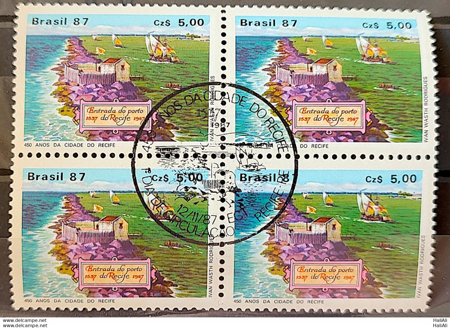 C 1565 Brazil Stamp 450 Year City Of Recife Pernambuco 1987 Block Of 4 CBC PE 1 - Ungebraucht
