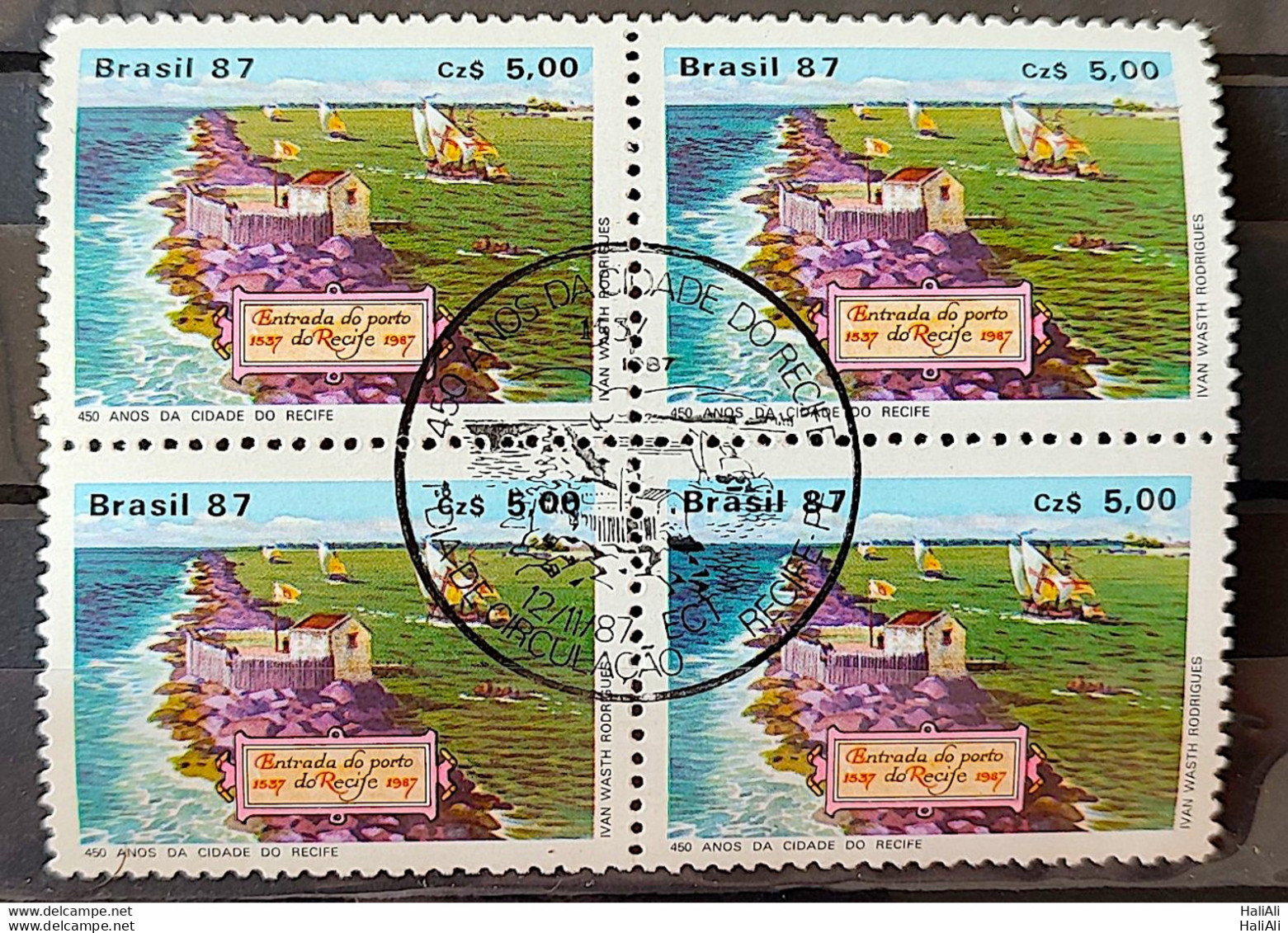 C 1565 Brazil Stamp 450 Year City Of Recife Pernambuco 1987 Block Of 4 CBC PE 2 - Unused Stamps