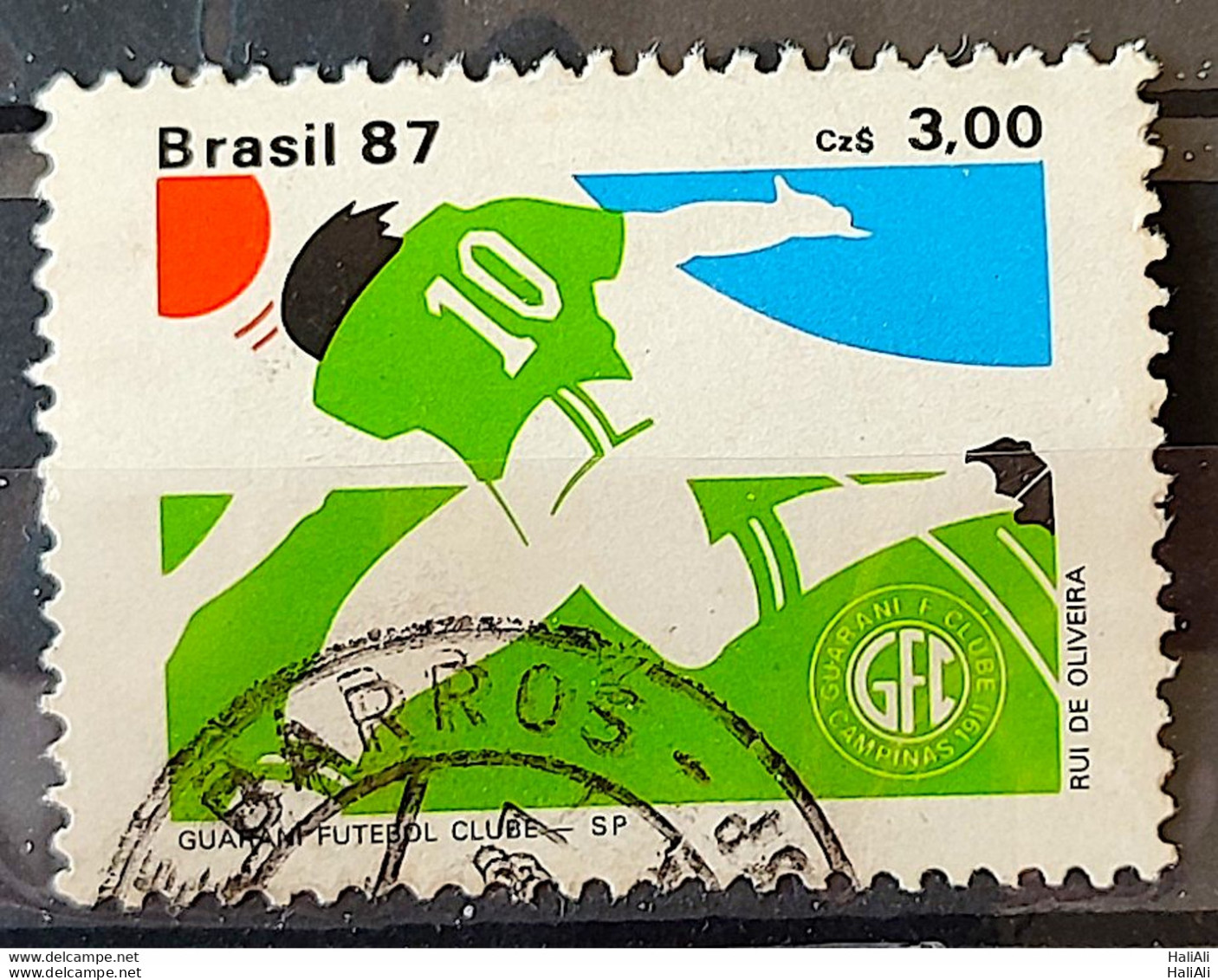 C 1561 Brazil Stamp Football Clubs Guarani 1987 Circulated 2 - Gebruikt