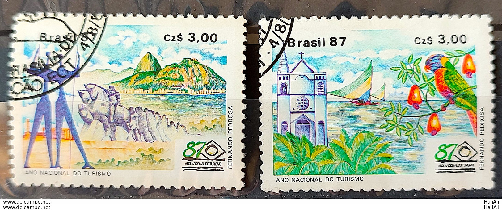 C 1556 Brazil Stamp Tourism Brasilia Rio De Janeiro Bahia Ceara 1987 Complete Series Circulated 2 - Used Stamps