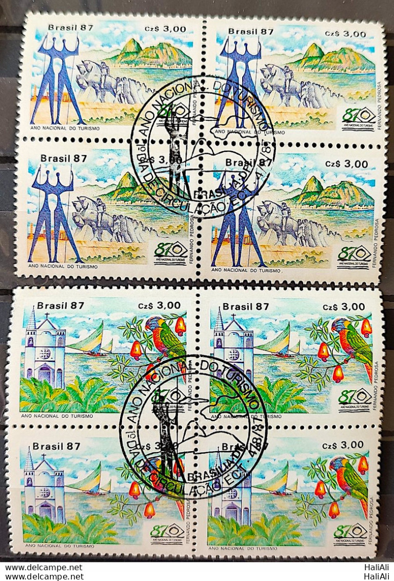C 1556 Brazil Stamp Tourism Brasilia Rio De Janeiro Bahia Ceara 1987 Block Of 4 CBC BSB Complete Series - Unused Stamps