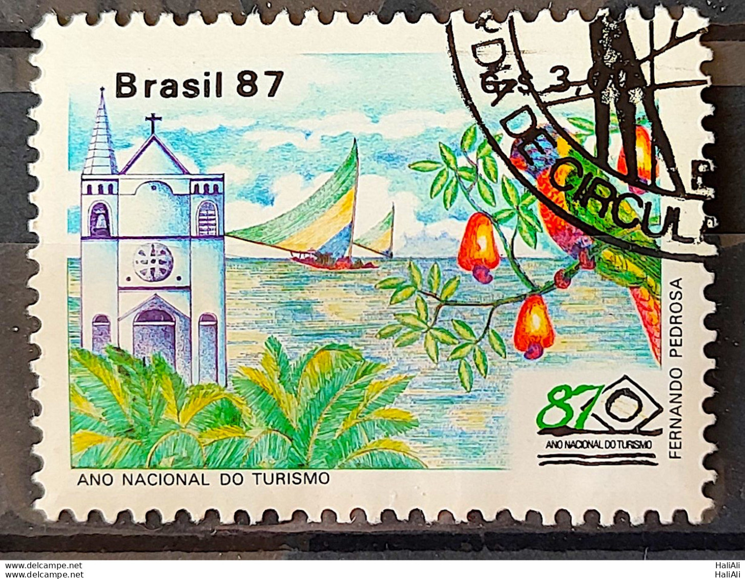 C 1557 Brazil Stamp Tourism Church Jangada Bahia Ceara 1987 Circulated 1 - Gebraucht