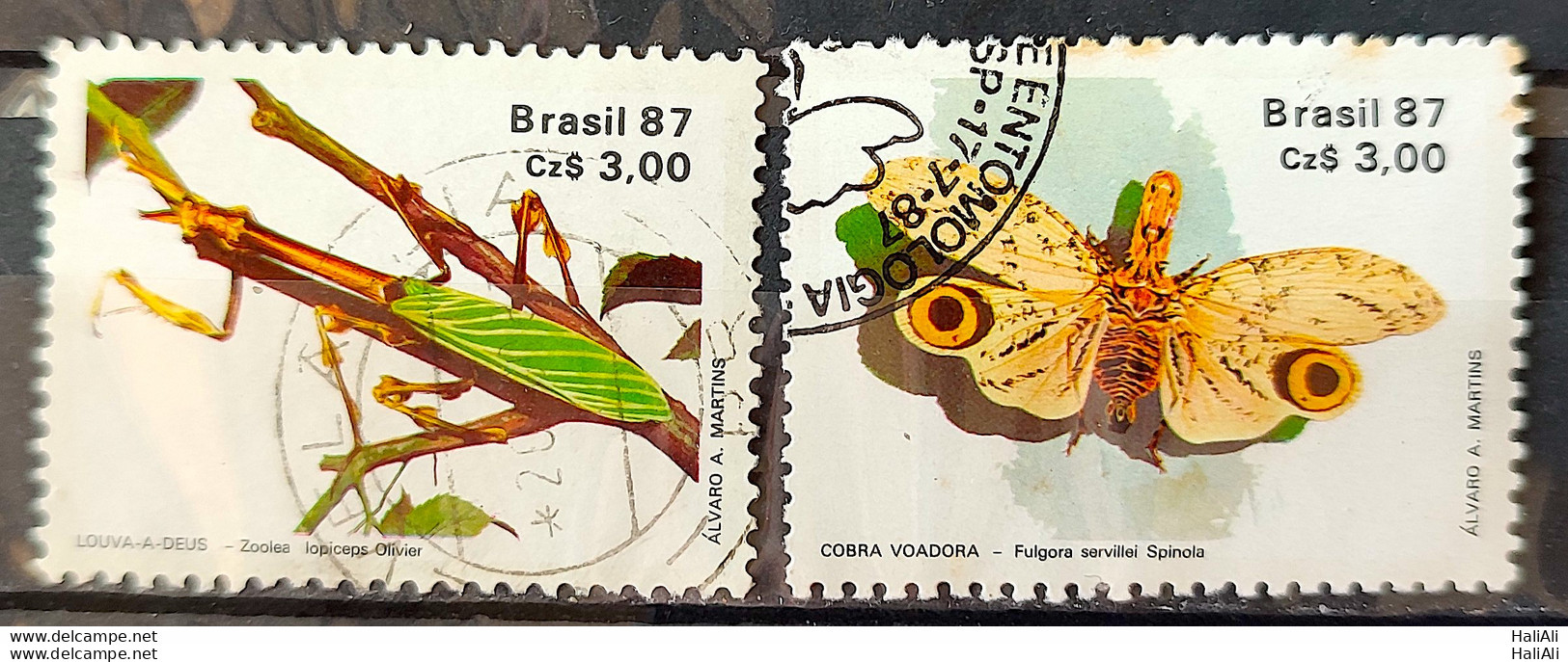 C 1554 Brazil Stamp 50 Years Brazilian Entomology Society Praise God Butterfly 1987 Complete Series Circulated 1 - Gebruikt