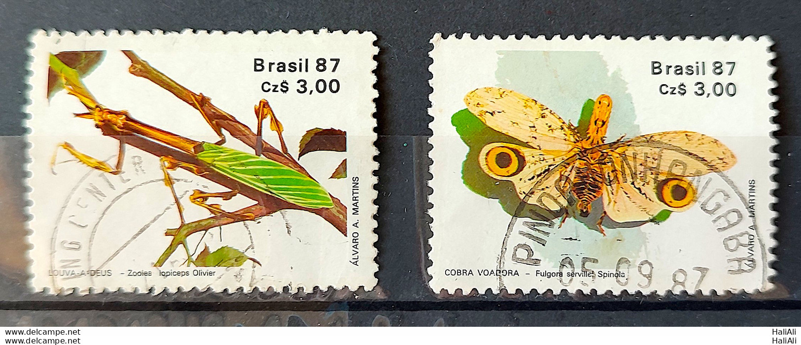 C 1554 Brazil Stamp 50 Years Brazilian Entomology Society Praise God Butterfly 1987 Complete Series Circulated 3 - Used Stamps