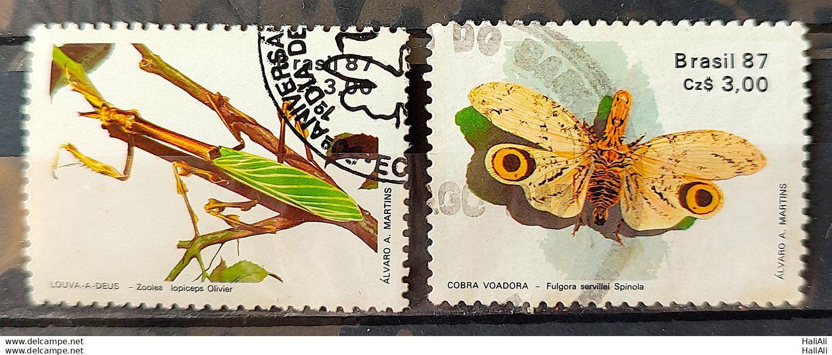 C 1554 Brazil Stamp 50 Years Brazilian Entomology Society Praise God Butterfly 1987 Complete Series Circulated 2 - Oblitérés