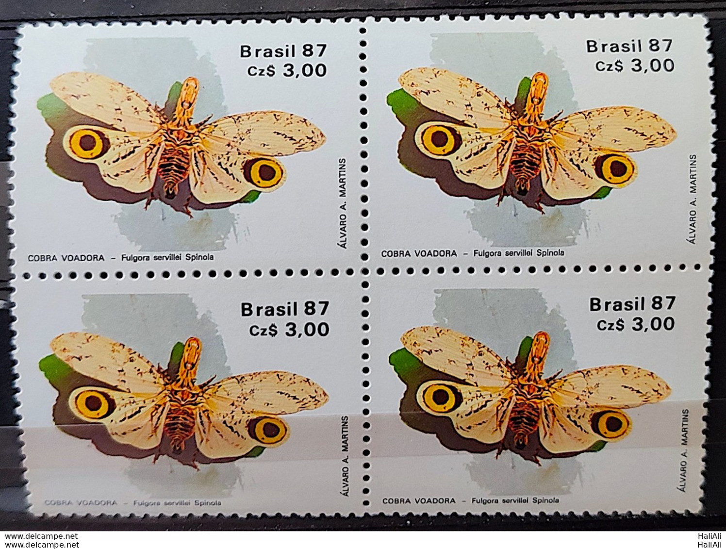 C 1555 Brazil Stamp 50 Years Brazilian Society Of Entomology Insect Butterfly Cobra Voadora 1987 Block Of 4 - Unused Stamps