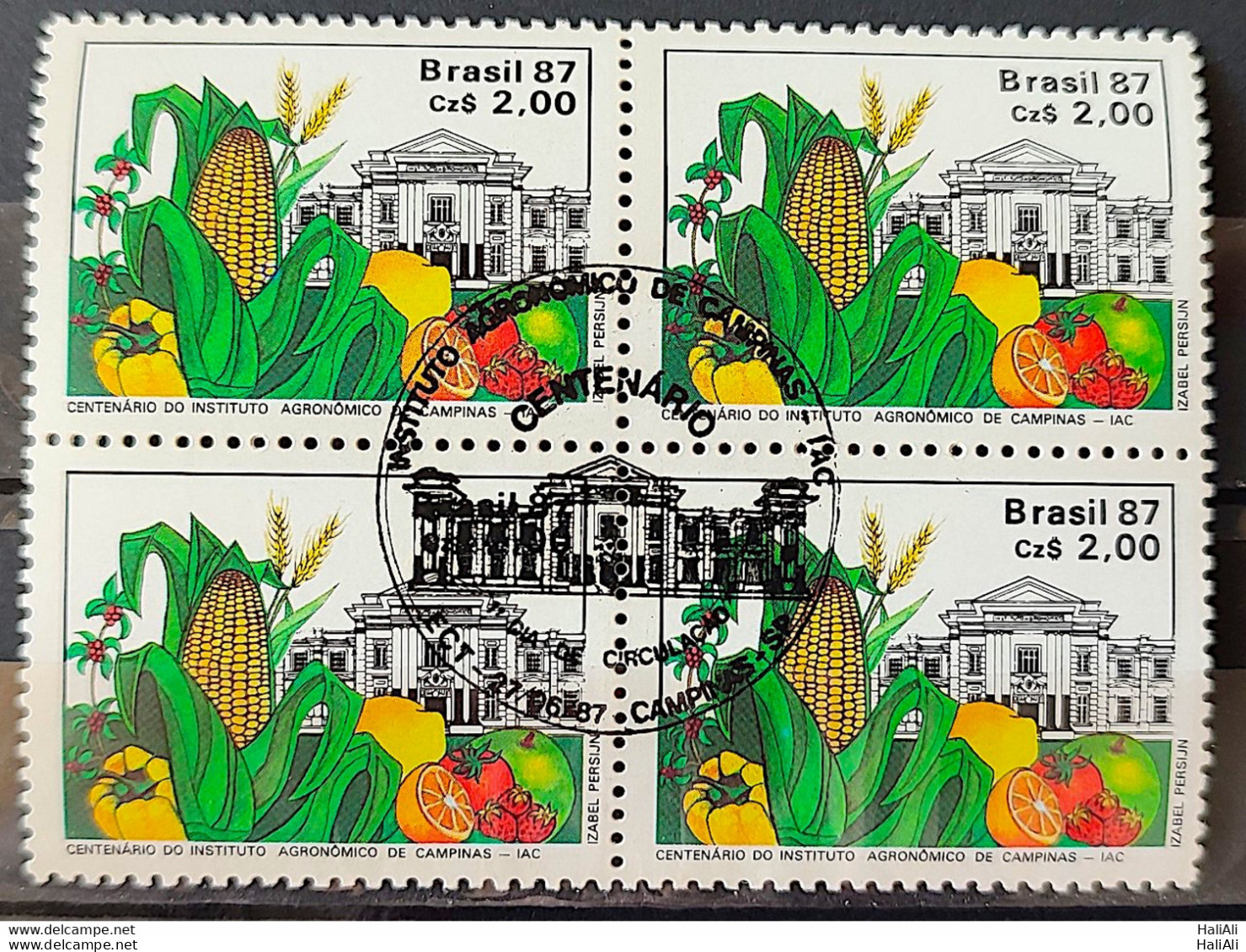 C 1553 Brazil Stamp 100 Years Agronomic Institute Of Campinas Education Corn 1987 Block Of 4 CBC Campinas 2 - Neufs